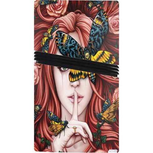 Gothic Woman and Death Moth Butterflies by Sarah Richter PS5 Pro Console Skin